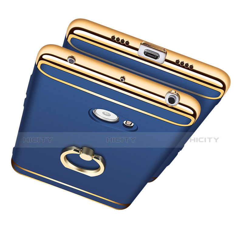 Carcasa Bumper Lujo Marco de Metal y Plastico con Anillo de dedo Soporte para Xiaomi Mi Note 2 Special Edition Azul