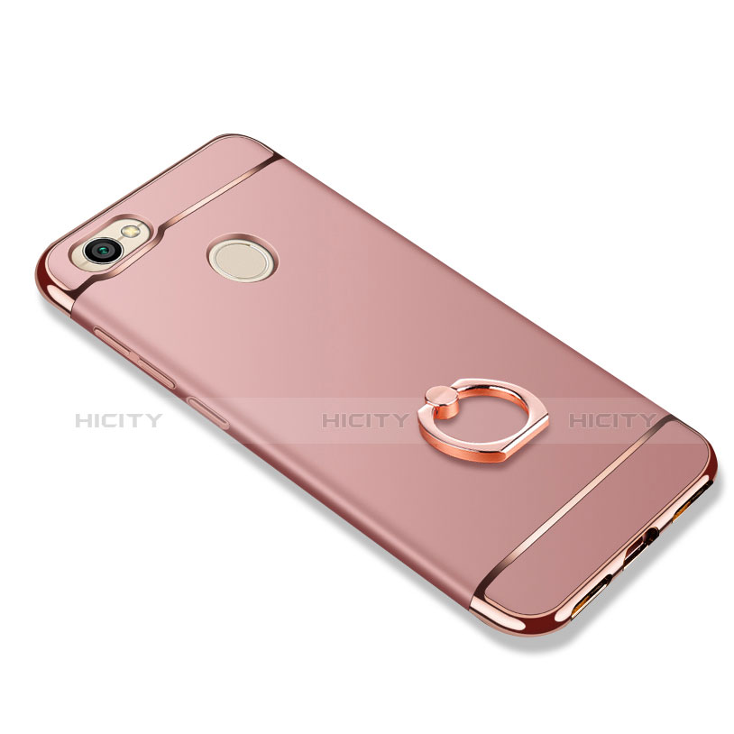 Carcasa Bumper Lujo Marco de Metal y Plastico con Anillo de dedo Soporte para Xiaomi Redmi Note 5A High Edition Oro Rosa