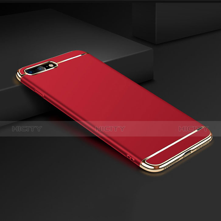 Carcasa Bumper Lujo Marco de Metal y Plastico F01 para Apple iPhone 7 Plus Rojo
