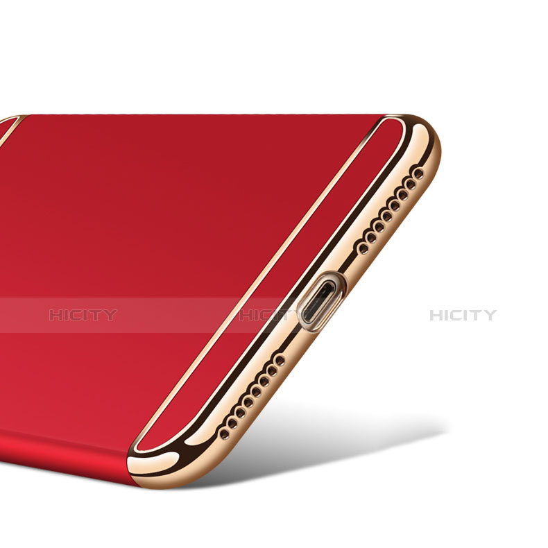 Carcasa Bumper Lujo Marco de Metal y Plastico F01 para Apple iPhone 7 Plus Rojo