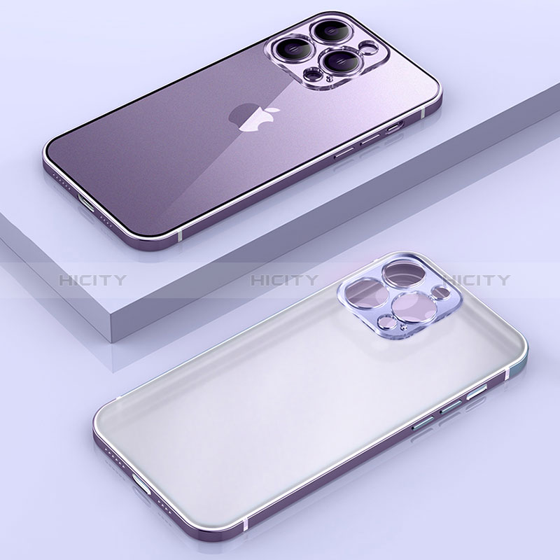 Carcasa Bumper Lujo Marco de Metal y Plastico Funda con Mag-Safe Magnetic JB1 para Apple iPhone 15 Pro Morado