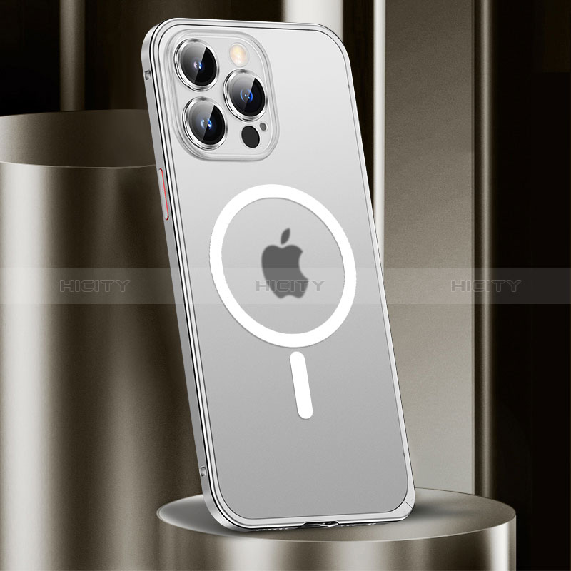 Carcasa Bumper Lujo Marco de Metal y Plastico Funda con Mag-Safe Magnetic JL2 para Apple iPhone 15 Pro