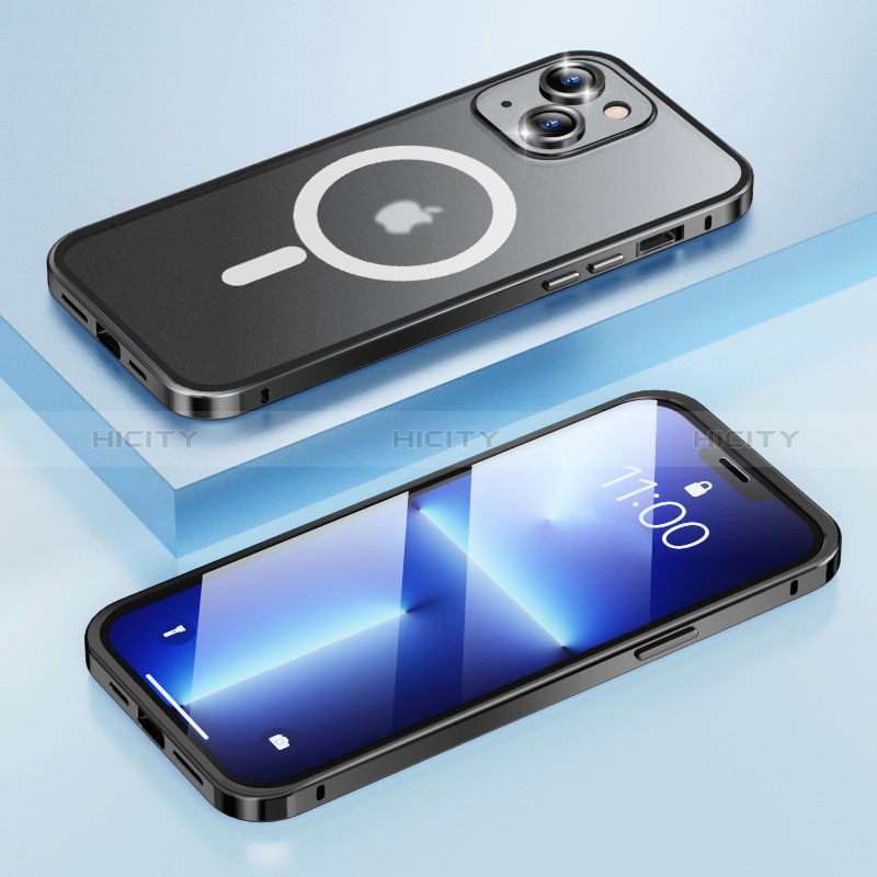 Carcasa Bumper Lujo Marco de Metal y Plastico Funda con Mag-Safe Magnetic LF1 para Apple iPhone 13