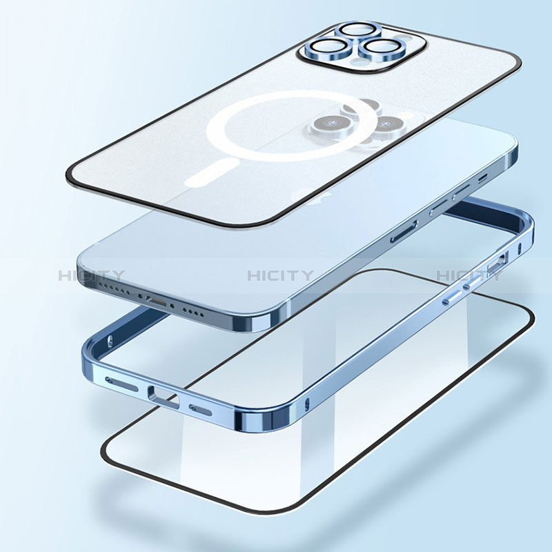 Carcasa Bumper Lujo Marco de Metal y Plastico Funda con Mag-Safe Magnetic LF1 para Apple iPhone 15