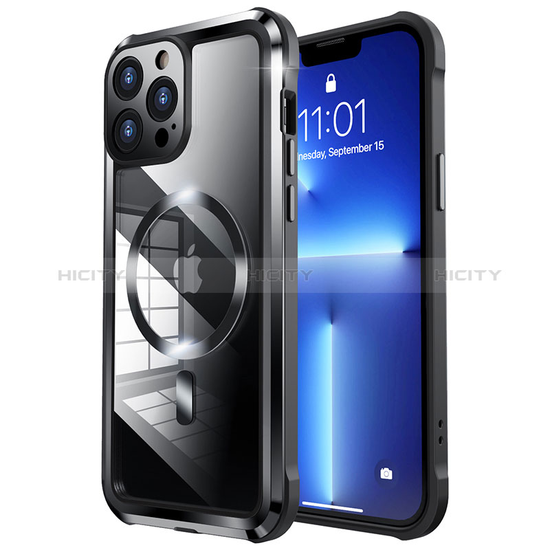 Carcasa Bumper Lujo Marco de Metal y Plastico Funda con Mag-Safe Magnetic LF2 para Apple iPhone 13 Pro