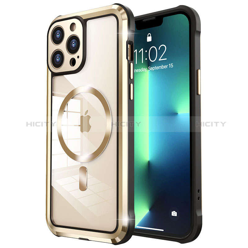 Carcasa Bumper Lujo Marco de Metal y Plastico Funda con Mag-Safe Magnetic LF2 para Apple iPhone 13 Pro Max