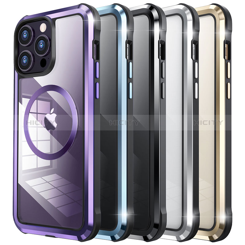 Carcasa Bumper Lujo Marco de Metal y Plastico Funda con Mag-Safe Magnetic LF2 para Apple iPhone 14 Plus