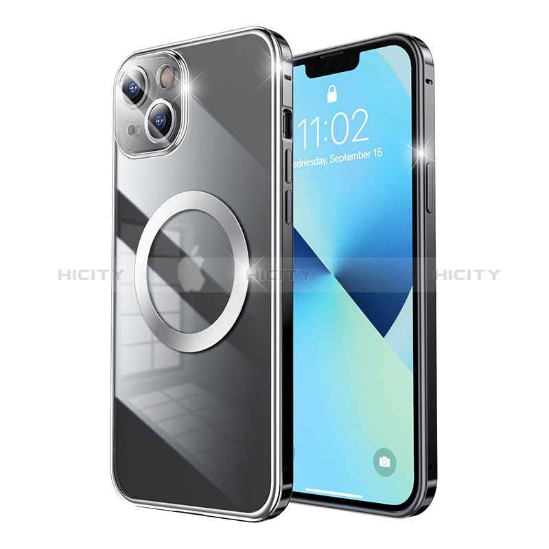 Carcasa Bumper Lujo Marco de Metal y Plastico Funda con Mag-Safe Magnetic LF3 para Apple iPhone 13