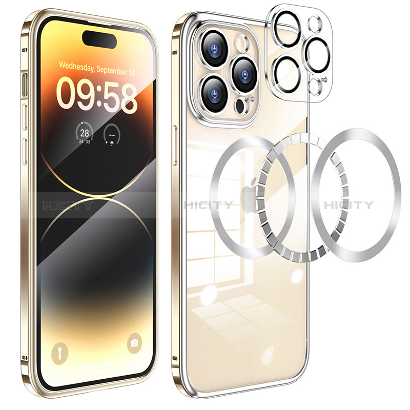 Carcasa Bumper Lujo Marco de Metal y Plastico Funda con Mag-Safe Magnetic LF3 para Apple iPhone 14 Pro