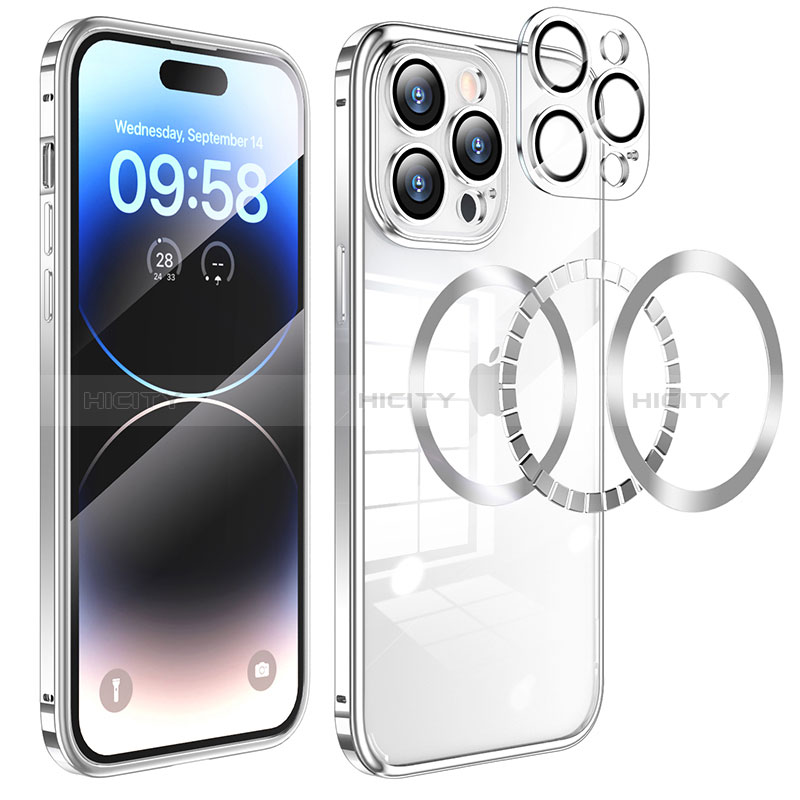 Carcasa Bumper Lujo Marco de Metal y Plastico Funda con Mag-Safe Magnetic LF3 para Apple iPhone 14 Pro