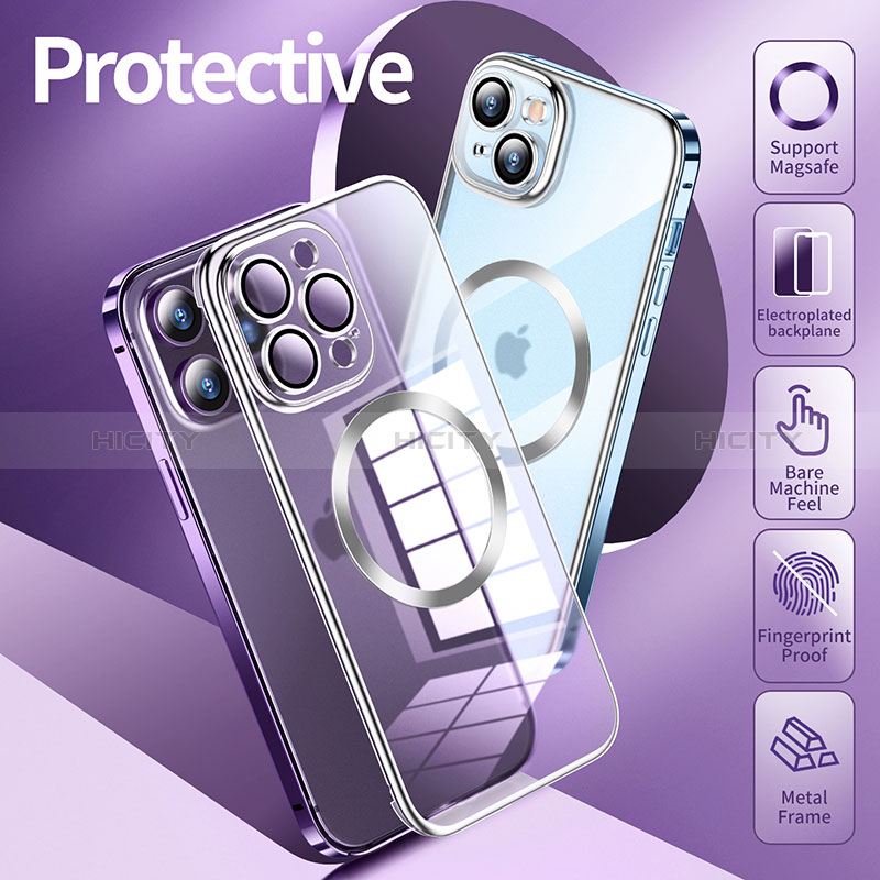 Carcasa Bumper Lujo Marco de Metal y Plastico Funda con Mag-Safe Magnetic LF3 para Apple iPhone 15 Pro