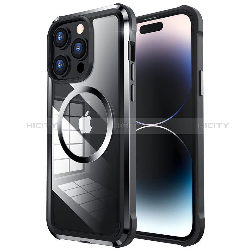 Carcasa Bumper Lujo Marco de Metal y Plastico Funda con Mag-Safe Magnetic LF4 para Apple iPhone 14 Pro