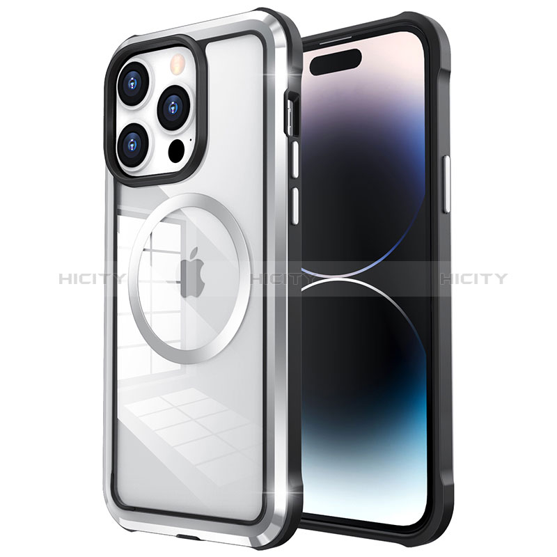 Carcasa Bumper Lujo Marco de Metal y Plastico Funda con Mag-Safe Magnetic LF4 para Apple iPhone 14 Pro