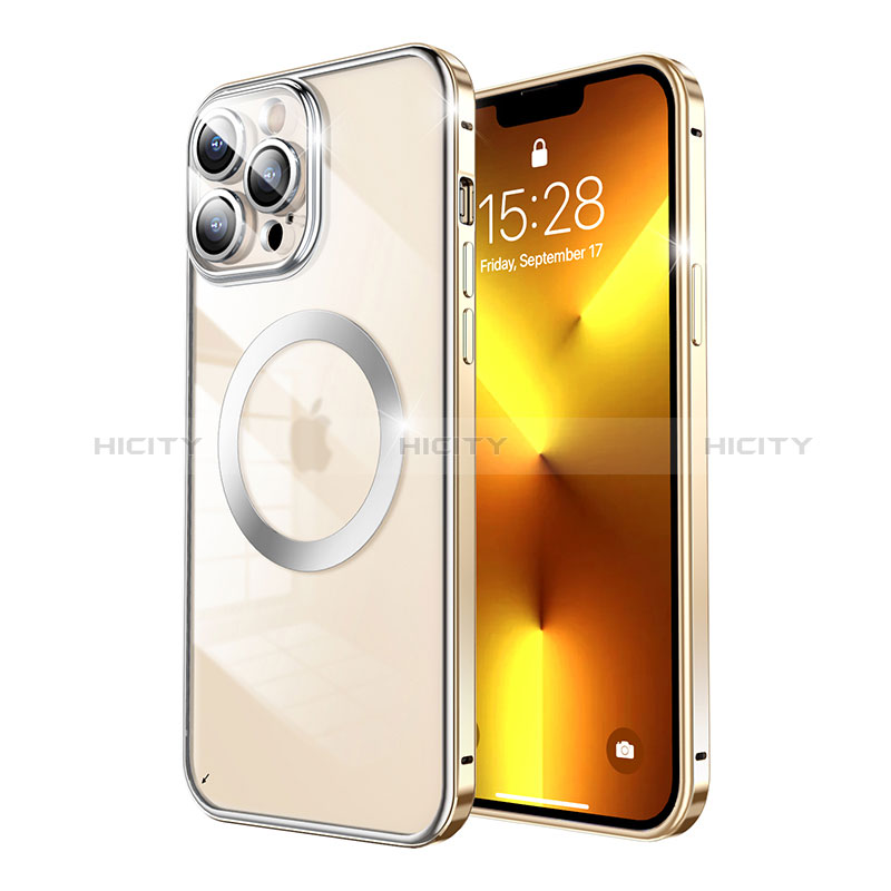 Carcasa Bumper Lujo Marco de Metal y Plastico Funda con Mag-Safe Magnetic LF5 para Apple iPhone 13 Pro