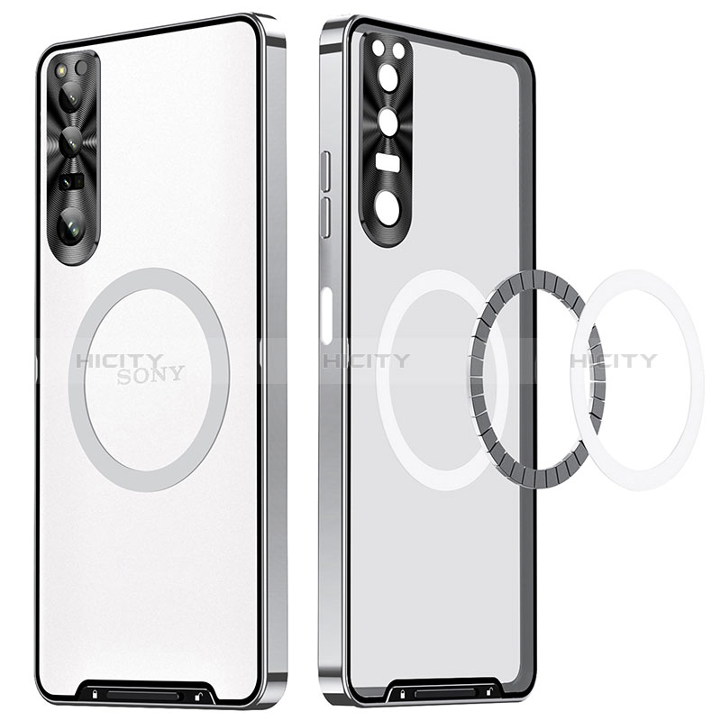 Carcasa Bumper Lujo Marco de Metal y Plastico Funda con Mag-Safe Magnetic LK1 para Sony Xperia 1 IV