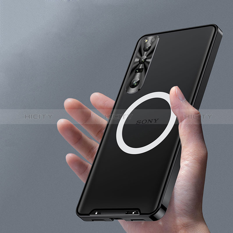 Carcasa Bumper Lujo Marco de Metal y Plastico Funda con Mag-Safe Magnetic LK1 para Sony Xperia 1 IV