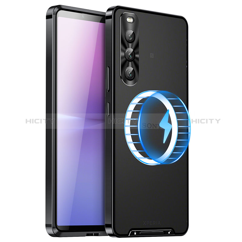 Carcasa Bumper Lujo Marco de Metal y Plastico Funda con Mag-Safe Magnetic LK1 para Sony Xperia 10 V Negro