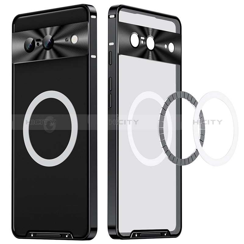 Carcasa Bumper Lujo Marco de Metal y Plastico Funda con Mag-Safe Magnetic LK2 para Google Pixel 8 5G Negro