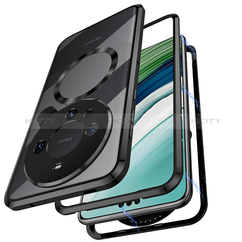 Carcasa Bumper Lujo Marco de Metal y Plastico Funda con Mag-Safe Magnetic LK2 para Huawei Mate 60 Pro