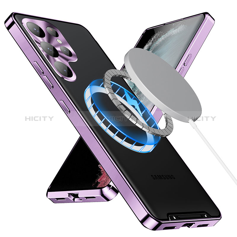 Carcasa Bumper Lujo Marco de Metal y Plastico Funda con Mag-Safe Magnetic LK2 para Samsung Galaxy S22 Ultra 5G