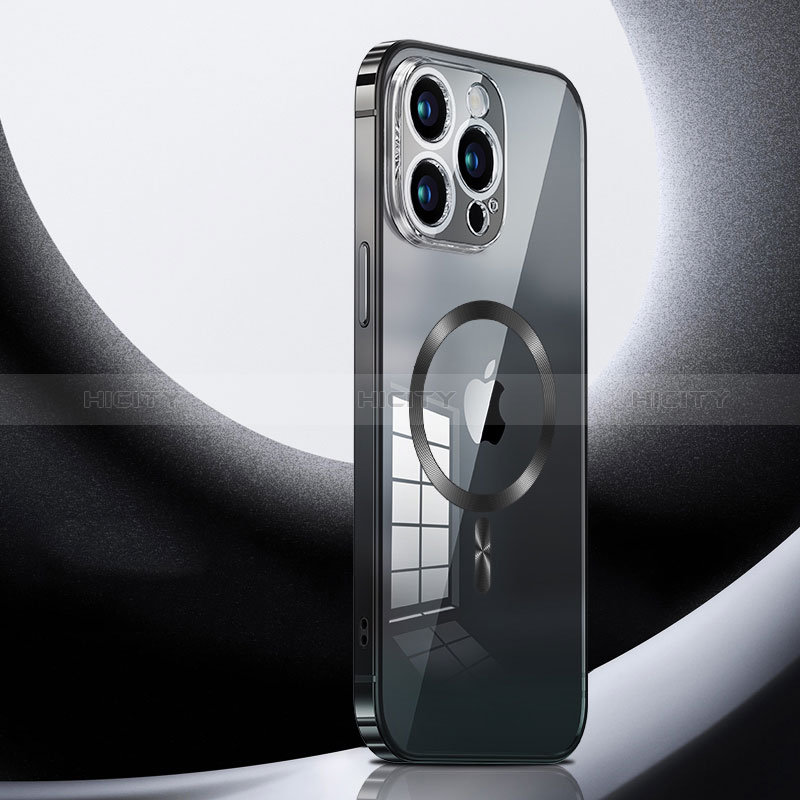 Carcasa Bumper Lujo Marco de Metal y Plastico Funda con Mag-Safe Magnetic LK3 para Apple iPhone 16 Pro Max Negro