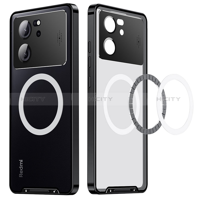 Carcasa Bumper Lujo Marco de Metal y Plastico Funda con Mag-Safe Magnetic LK3 para Xiaomi Redmi K60 Ultra 5G Negro