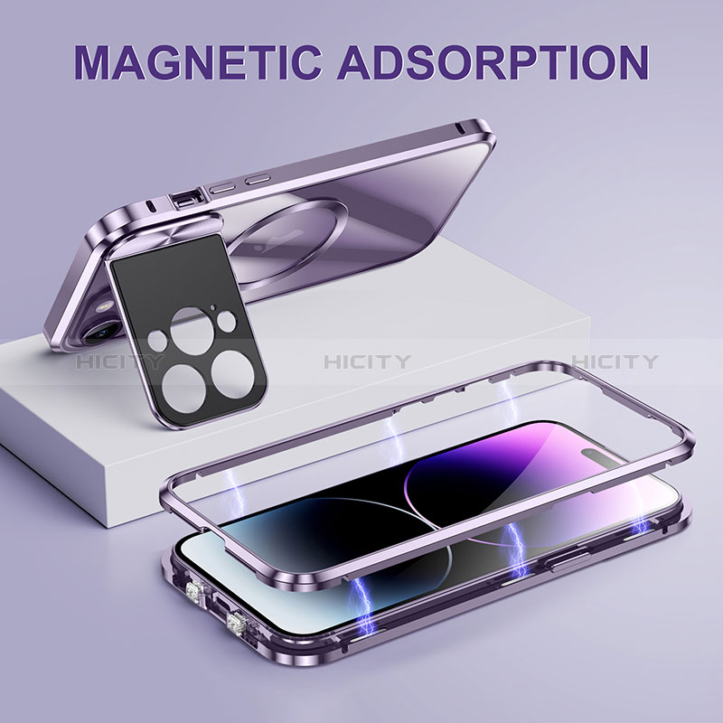 Carcasa Bumper Lujo Marco de Metal y Plastico Funda con Mag-Safe Magnetic LK4 para Apple iPhone 13