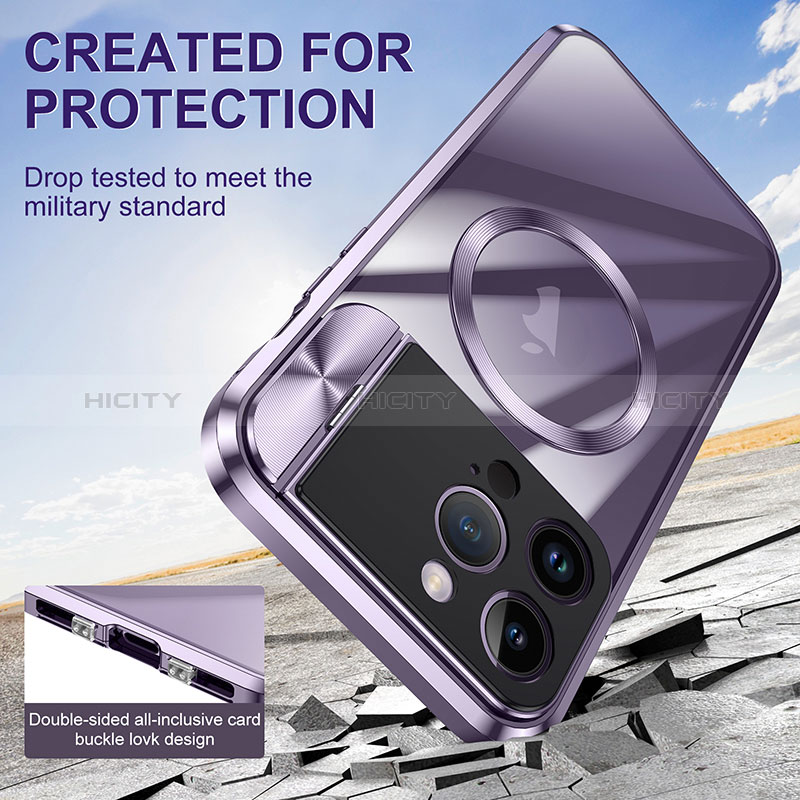 Carcasa Bumper Lujo Marco de Metal y Plastico Funda con Mag-Safe Magnetic LK4 para Apple iPhone 13 Pro