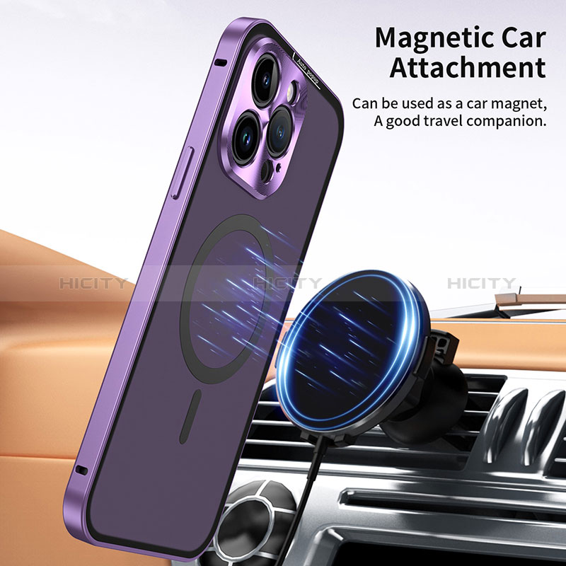 Carcasa Bumper Lujo Marco de Metal y Plastico Funda con Mag-Safe Magnetic LK5 para Apple iPhone 15 Pro