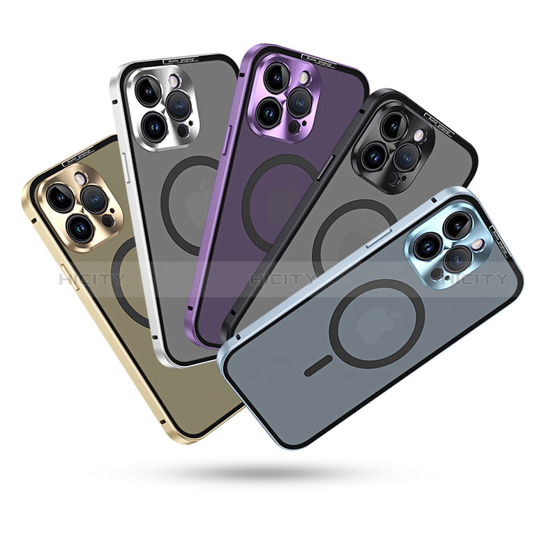 Carcasa Bumper Lujo Marco de Metal y Plastico Funda con Mag-Safe Magnetic LK5 para Apple iPhone 15 Pro