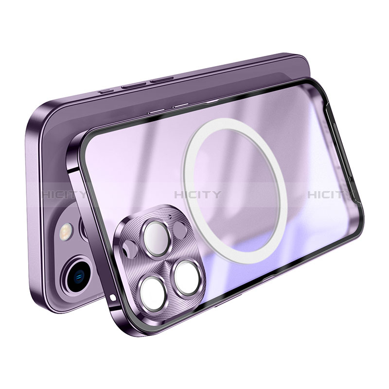 Carcasa Bumper Lujo Marco de Metal y Plastico Funda con Mag-Safe Magnetic LO1 para Apple iPhone 14 Pro Max