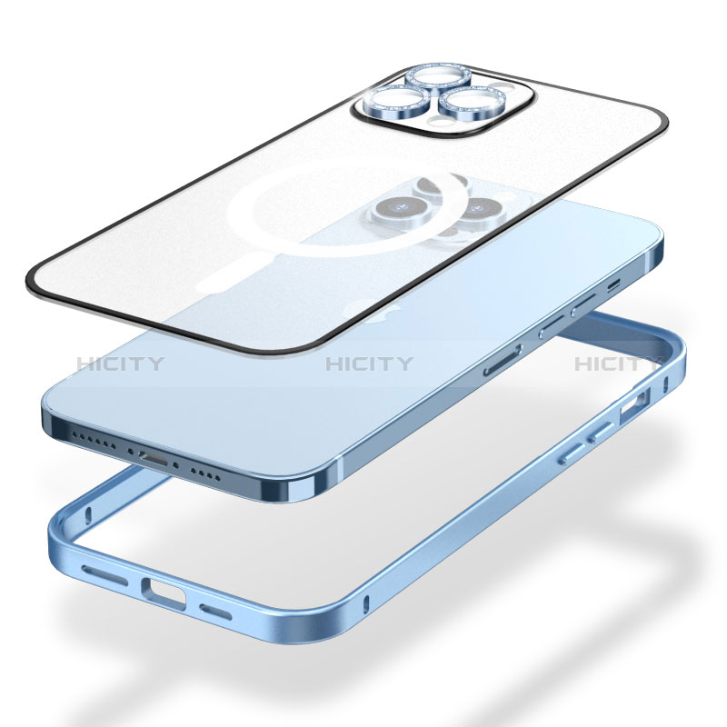 Carcasa Bumper Lujo Marco de Metal y Plastico Funda con Mag-Safe Magnetic QC1 para Apple iPhone 12