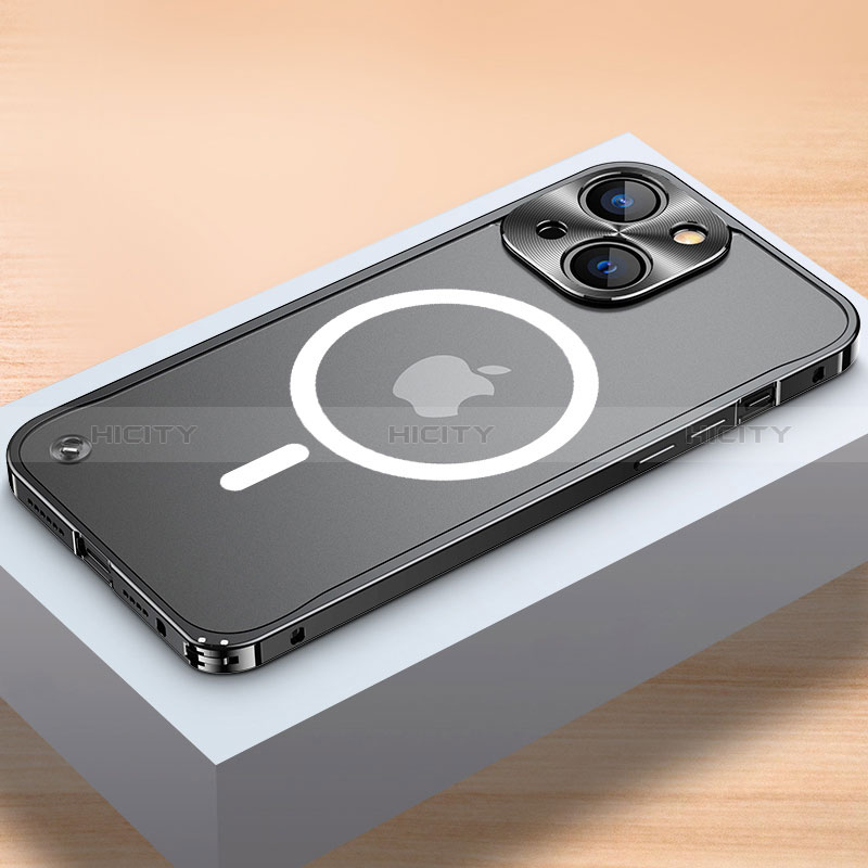 Carcasa Bumper Lujo Marco de Metal y Plastico Funda con Mag-Safe Magnetic QC1 para Apple iPhone 13