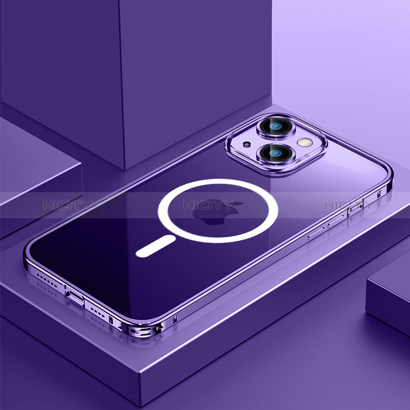 Carcasa Bumper Lujo Marco de Metal y Plastico Funda con Mag-Safe Magnetic QC3 para Apple iPhone 13 Mini