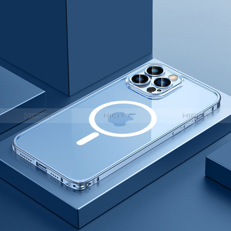 Carcasa Bumper Lujo Marco de Metal y Plastico Funda con Mag-Safe Magnetic QC3 para Apple iPhone 15 Pro