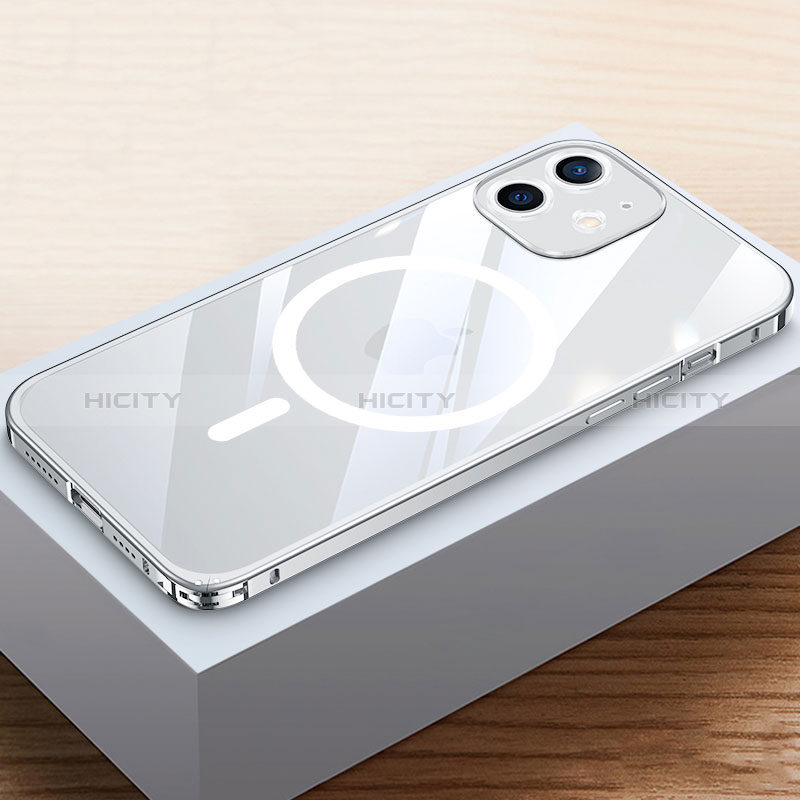 Carcasa Bumper Lujo Marco de Metal y Plastico Funda con Mag-Safe Magnetic QC4 para Apple iPhone 12