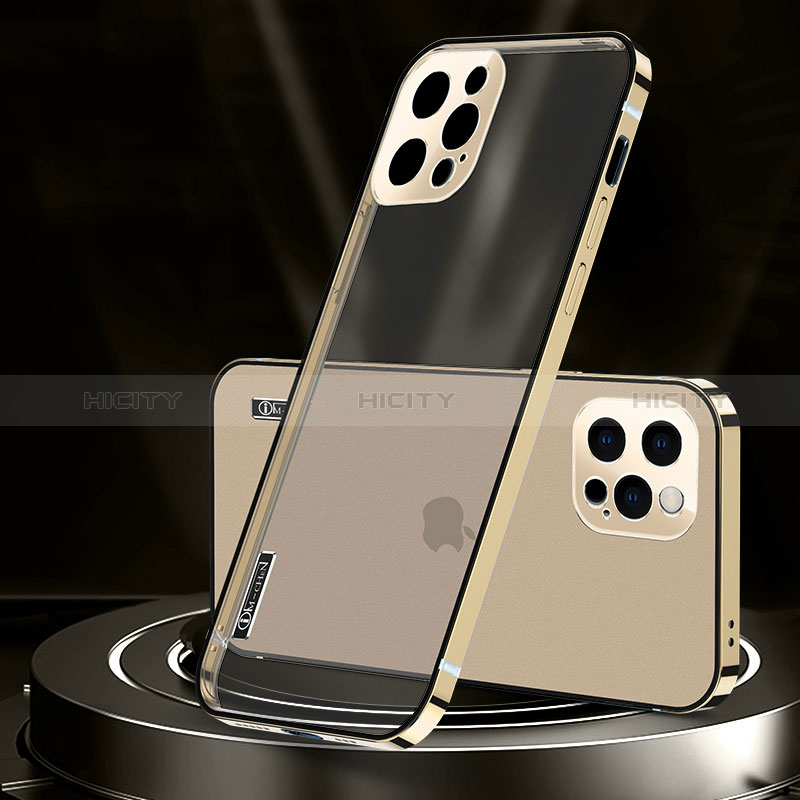 Carcasa Bumper Lujo Marco de Metal y Plastico Funda JL3 para Apple iPhone 13 Pro Max Oro