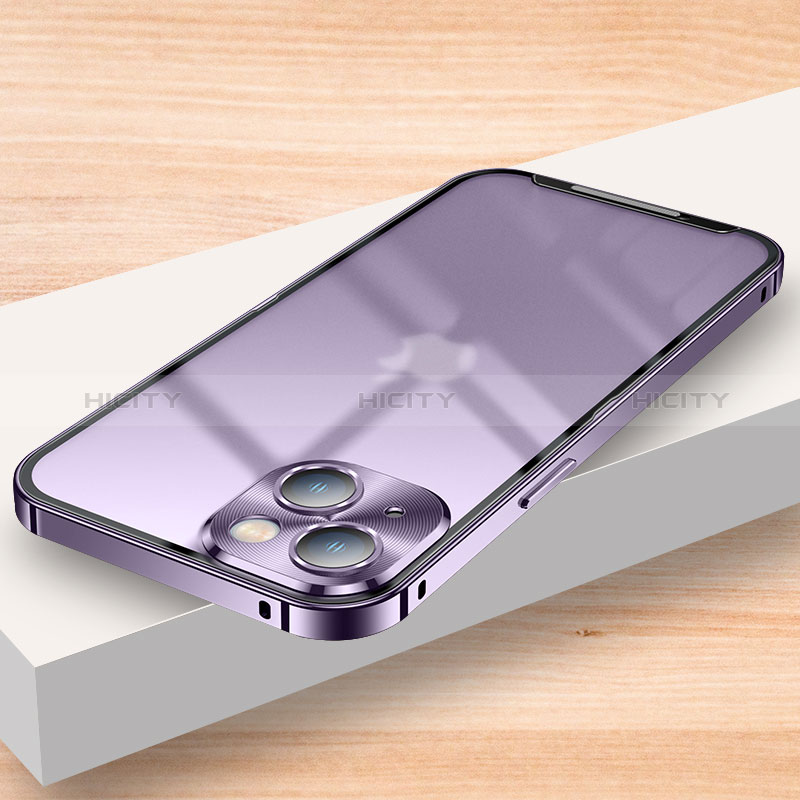 Carcasa Bumper Lujo Marco de Metal y Plastico Funda LK2 para Apple iPhone 13 Morado