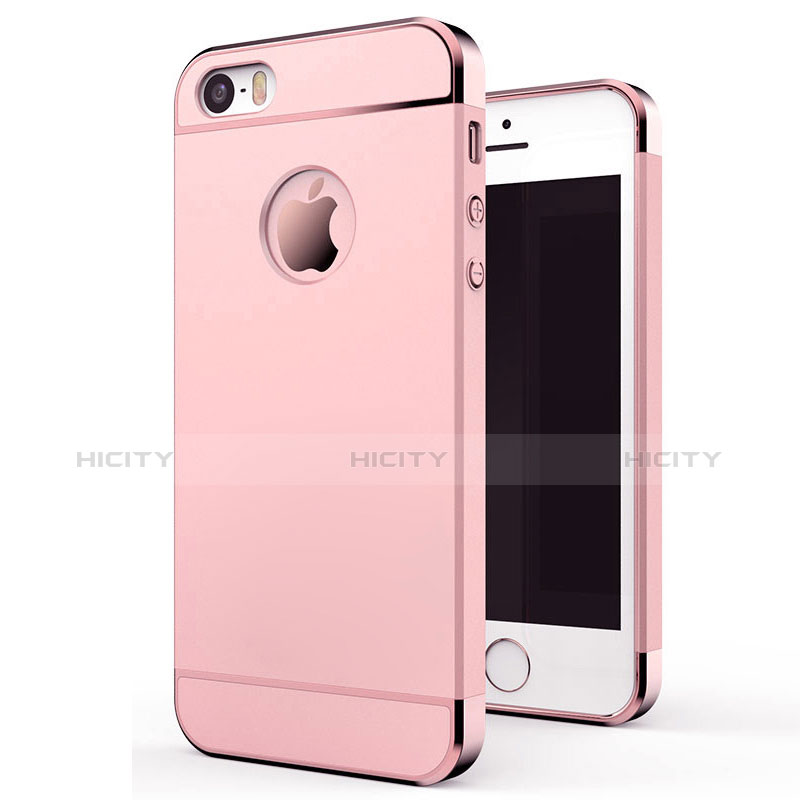 Carcasa Bumper Lujo Marco de Metal y Plastico Funda M01 para Apple iPhone SE