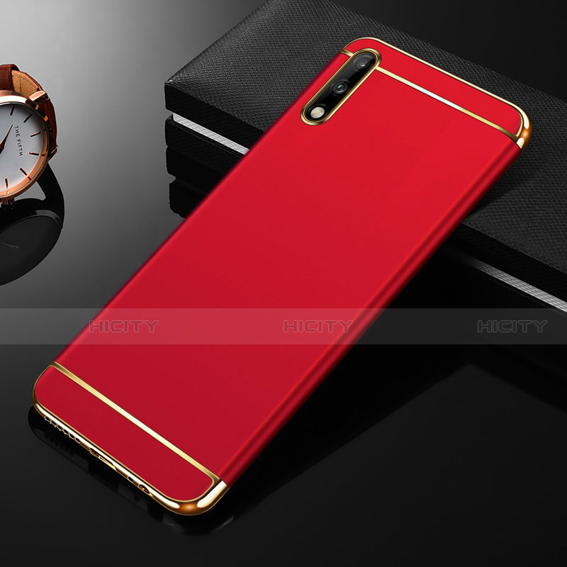 Carcasa Bumper Lujo Marco de Metal y Plastico Funda M01 para Huawei Enjoy 10 Rojo