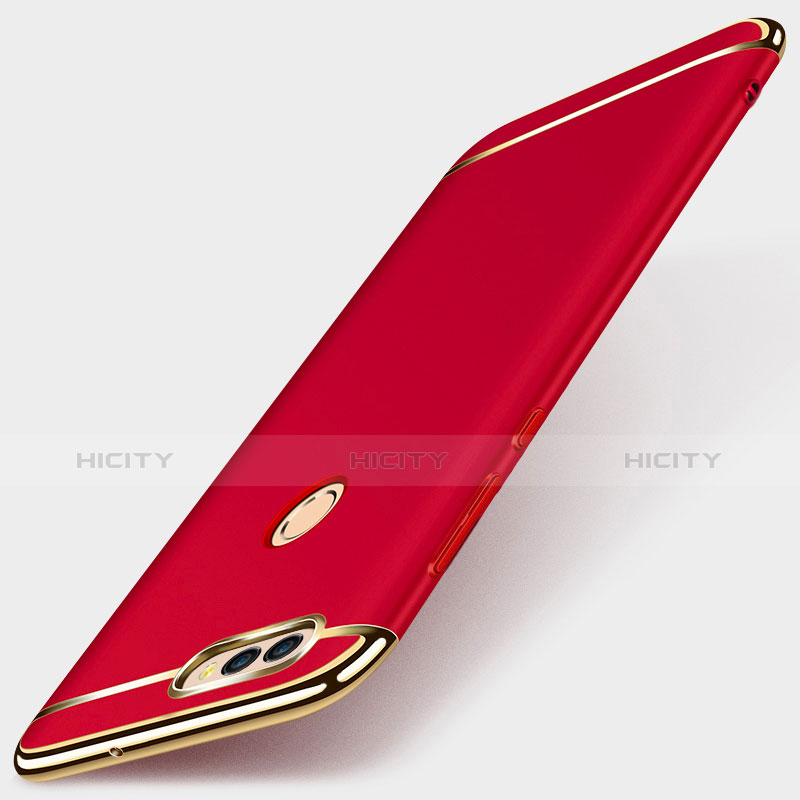 Carcasa Bumper Lujo Marco de Metal y Plastico Funda M01 para Huawei Enjoy 7S Rojo