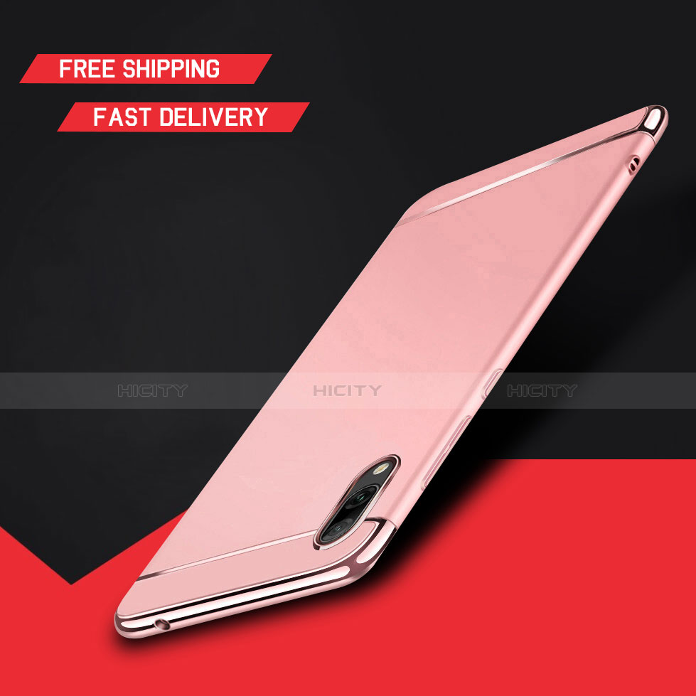 Carcasa Bumper Lujo Marco de Metal y Plastico Funda M01 para Huawei Enjoy 9 Oro Rosa