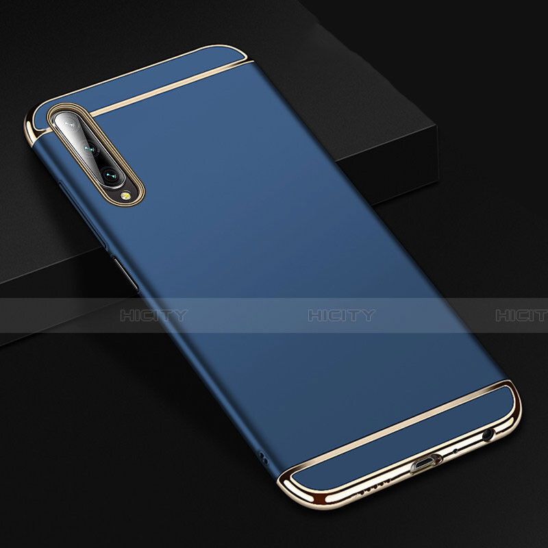 Carcasa Bumper Lujo Marco de Metal y Plastico Funda M01 para Huawei Honor 9X Pro Azul