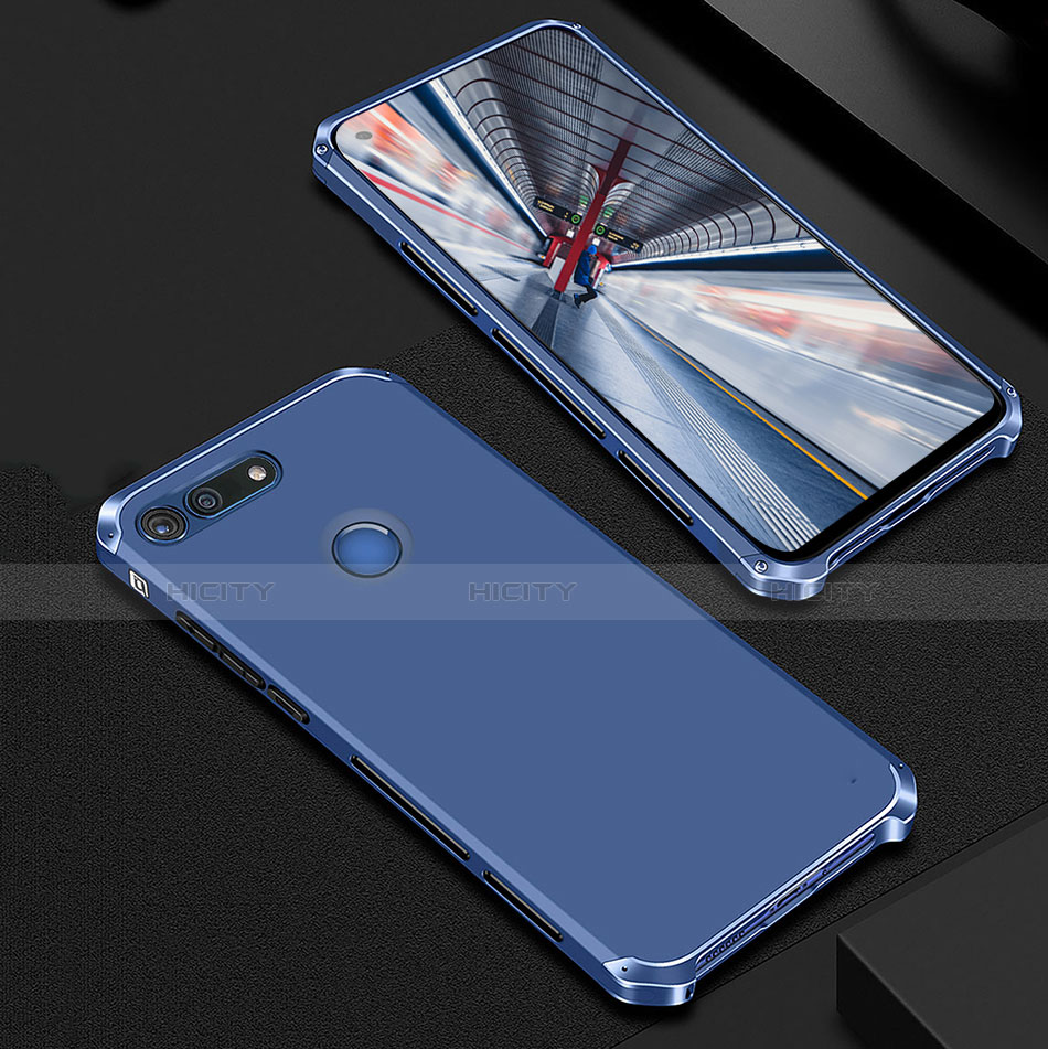 Carcasa Bumper Lujo Marco de Metal y Plastico Funda M01 para Huawei Honor View 20 Azul