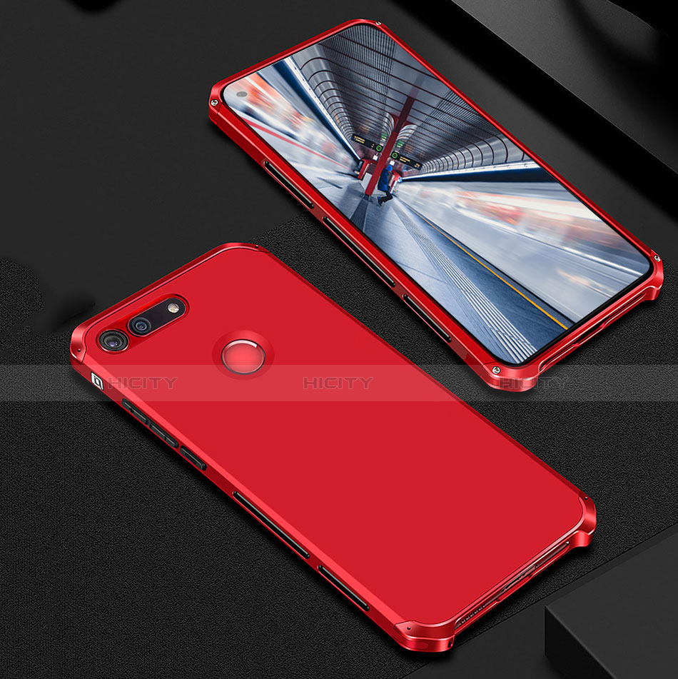 Carcasa Bumper Lujo Marco de Metal y Plastico Funda M01 para Huawei Honor View 20 Rojo