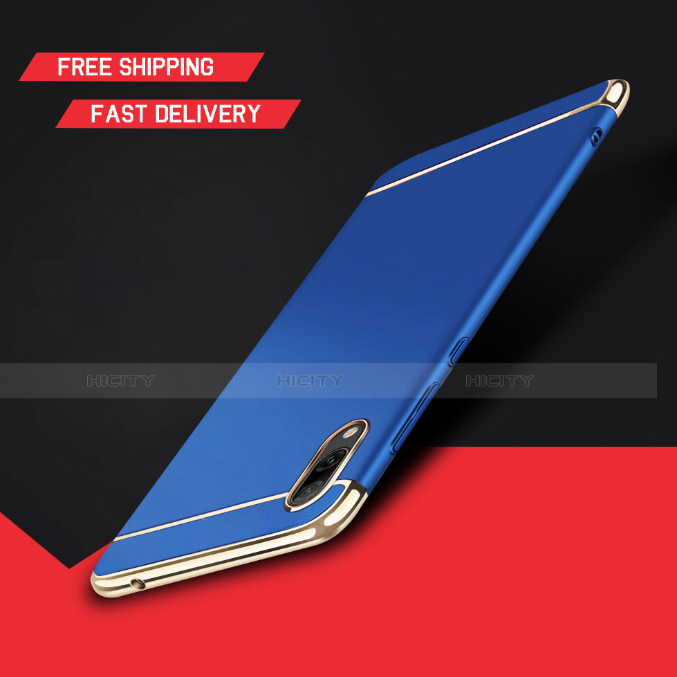 Carcasa Bumper Lujo Marco de Metal y Plastico Funda M01 para Huawei Y7 (2019) Azul