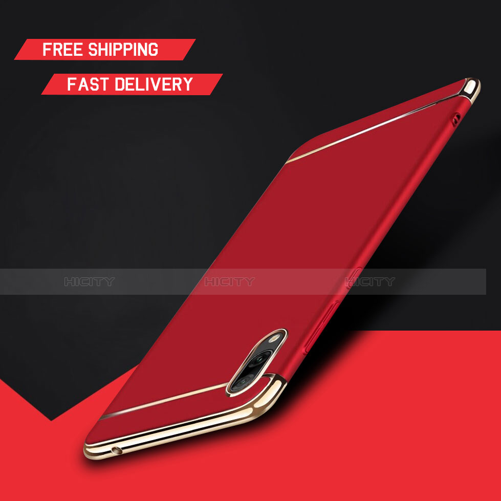 Carcasa Bumper Lujo Marco de Metal y Plastico Funda M01 para Huawei Y7 (2019) Rojo