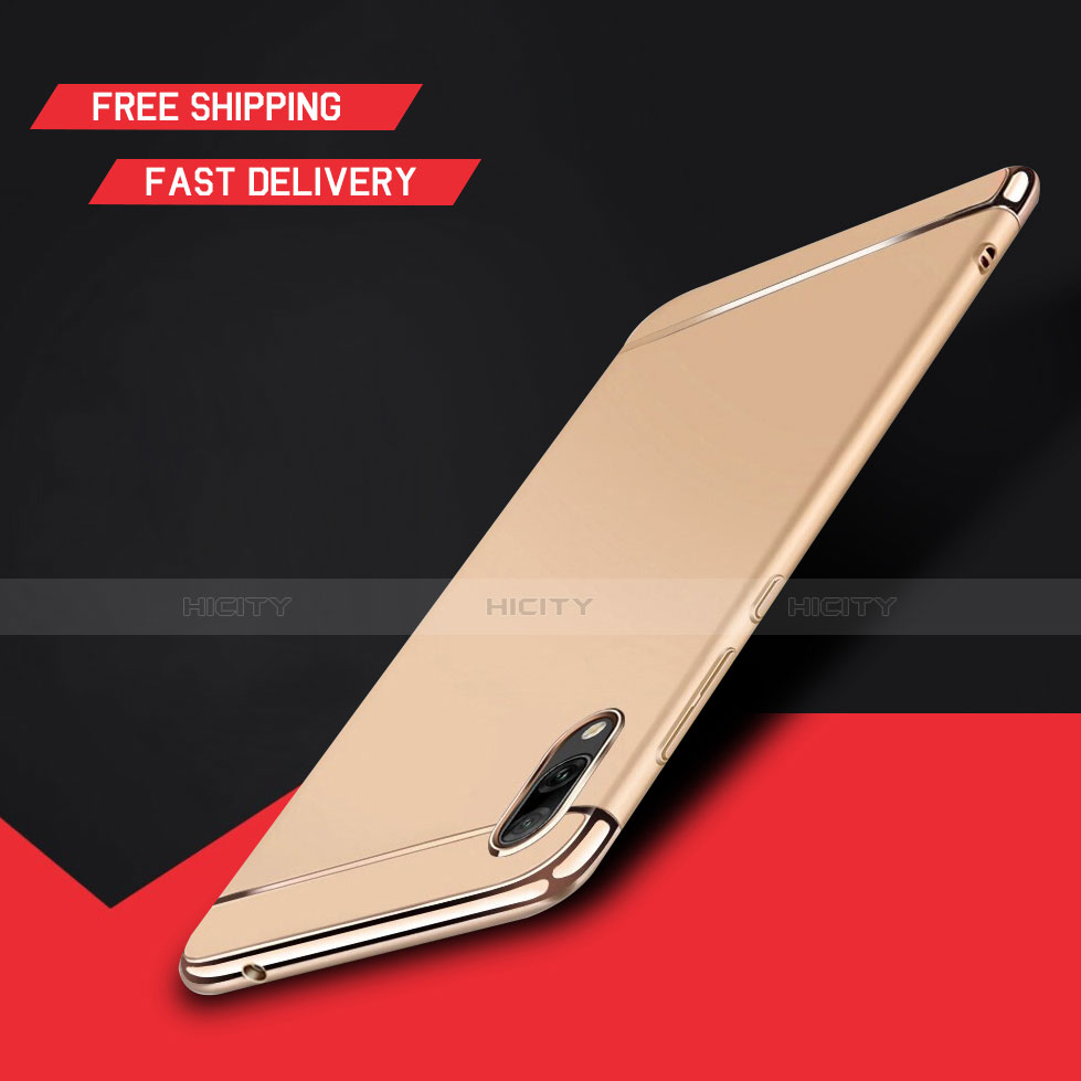 Carcasa Bumper Lujo Marco de Metal y Plastico Funda M01 para Huawei Y7 Pro (2019) Oro