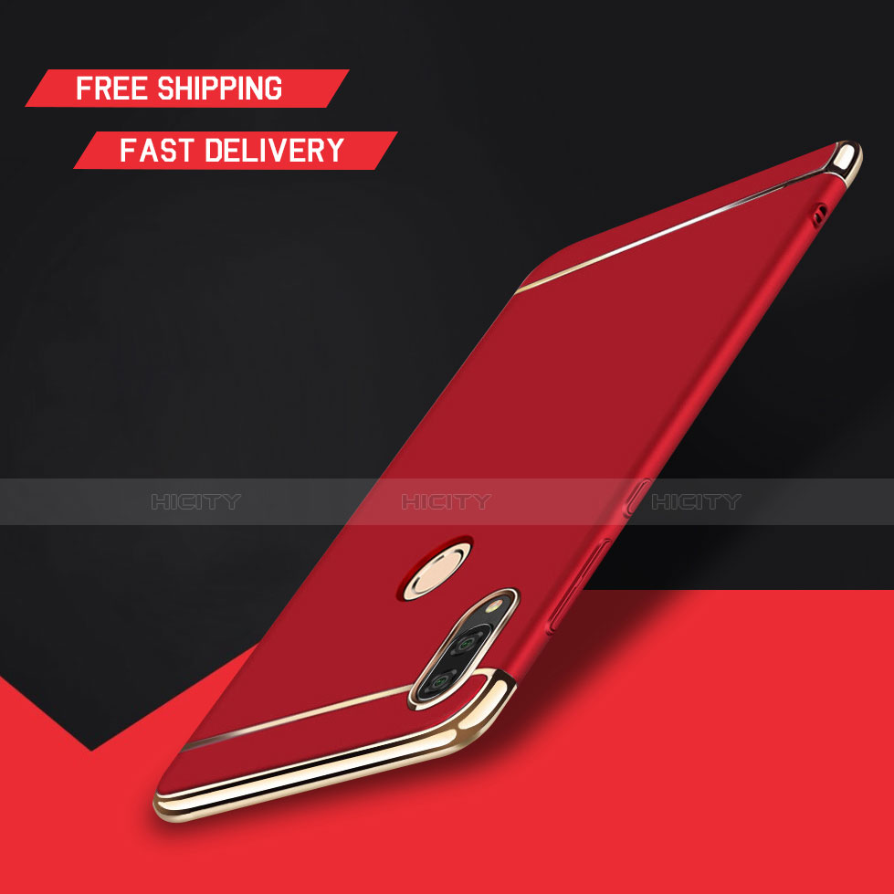 Carcasa Bumper Lujo Marco de Metal y Plastico Funda M01 para Huawei Y9 (2019) Rojo