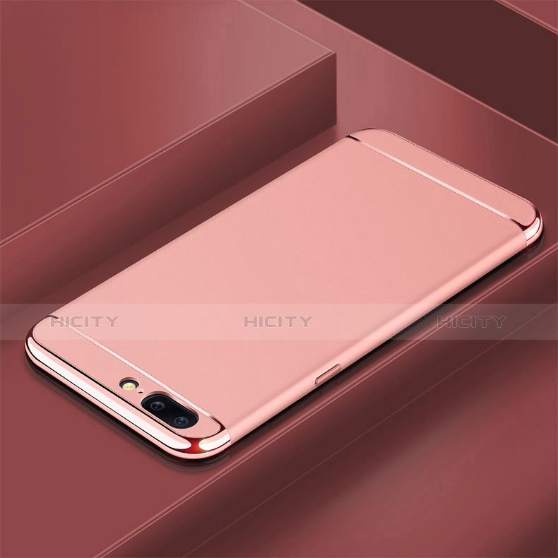 Carcasa Bumper Lujo Marco de Metal y Plastico Funda M01 para OnePlus 5T A5010 Oro Rosa